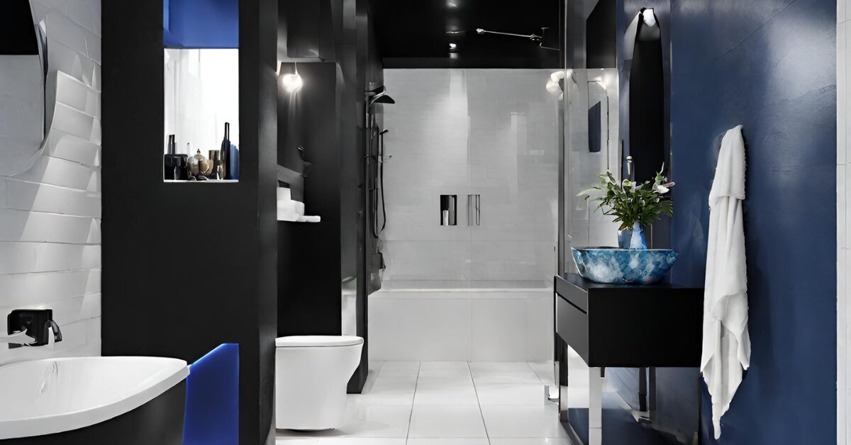 Read more about the article Black and Blue Bathroom Ideas for Classic Charm