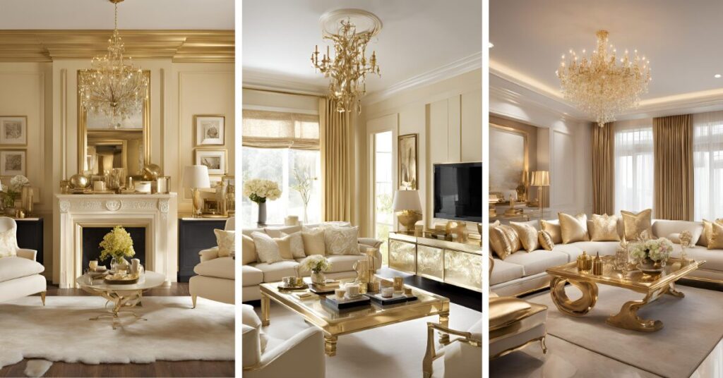 15+ Gold and Cream Living Room Ideas: How to Style Walls and Floors ...