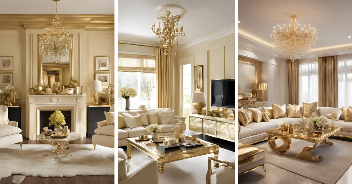 Read more about the article 15+ Gold and Cream Living Room Ideas: How to Style Walls and Floors