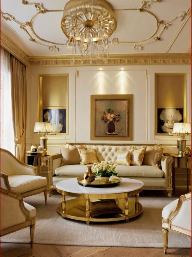 15+ Gold and Cream Living Room Ideas: How to Style Walls and Floors ...