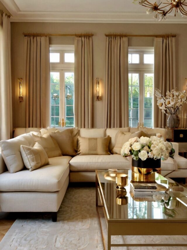 15+ Gold and Cream Living Room Ideas: How to Style Walls and Floors ...