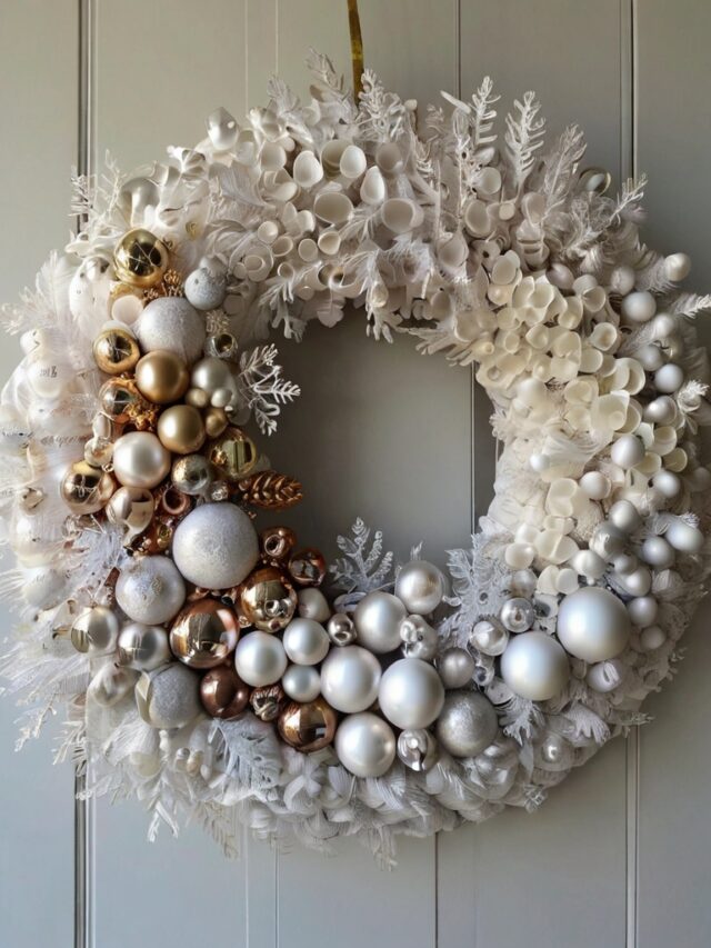 White Fabric Christmas Wreath main image 1