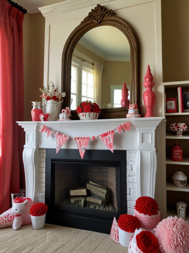15+ Valentine Mantel Décor Ideas: How to Style with Candles, Flowers ...