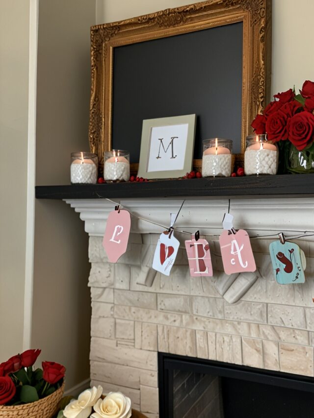 15+ Valentine Mantel Décor Ideas: How to Style with Candles, Flowers ...