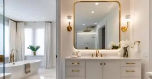 Read more about the article 16 Modern White and Gold Bathroom Ideas