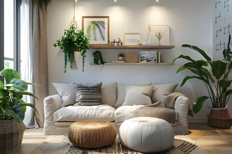 Small living room paint ideas with light neutral walls, pastel accents, and modern cozy décor
