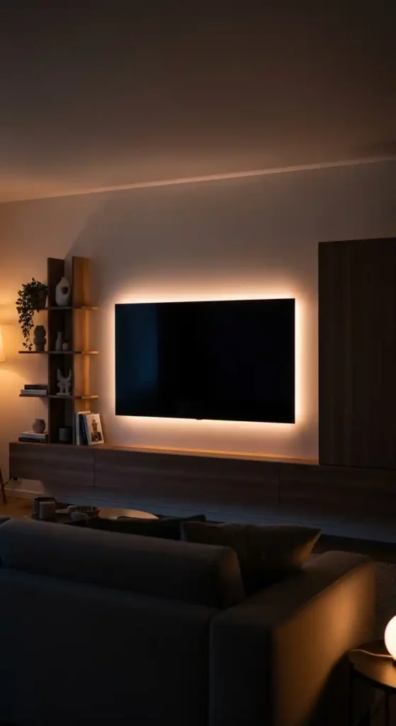 TV Wall with LED Lighting
