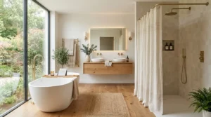 Read more about the article 12 Bathtub Shower Curtain Ideas That Make Your Bathroom Look More Stylish